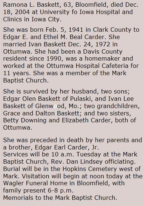 Ramona Carder Baskett